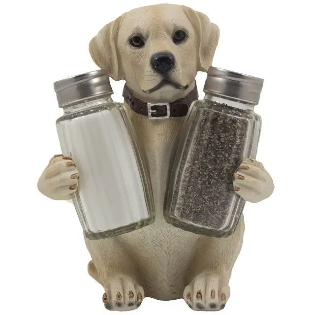 A Labrador Retriever holder of Salt and Pepper Shaker Set