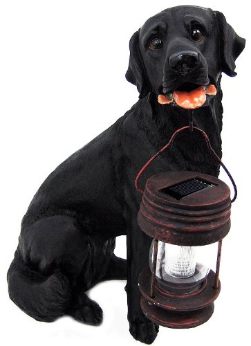 A black Labrador Retriever Solar Garden Light