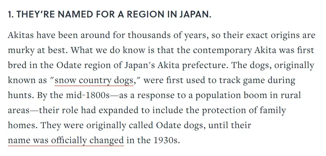 A brief explanation about the name origin of Akita Inu