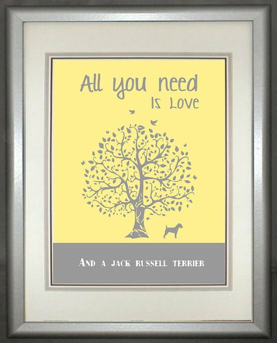 a picture frame with a silhouette of tree and a dog with a saying 