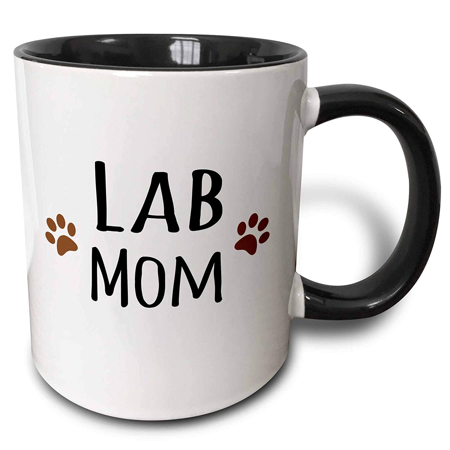 A coffee mug with paw prints and - Lab Mom