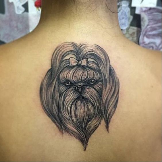 black Shih Tzu Tattoo on the back