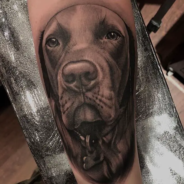 3D face of black Labrador tattoo
