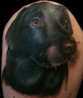 realistic black Labrador puppy tattoo