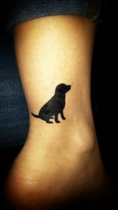 Labrador silhouette tattoo on the ankle