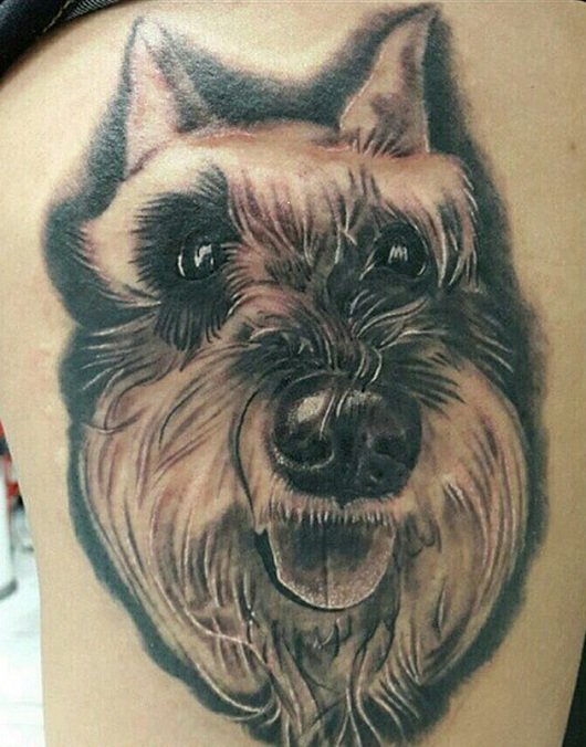 3D happy face of Schnauzer tattoo