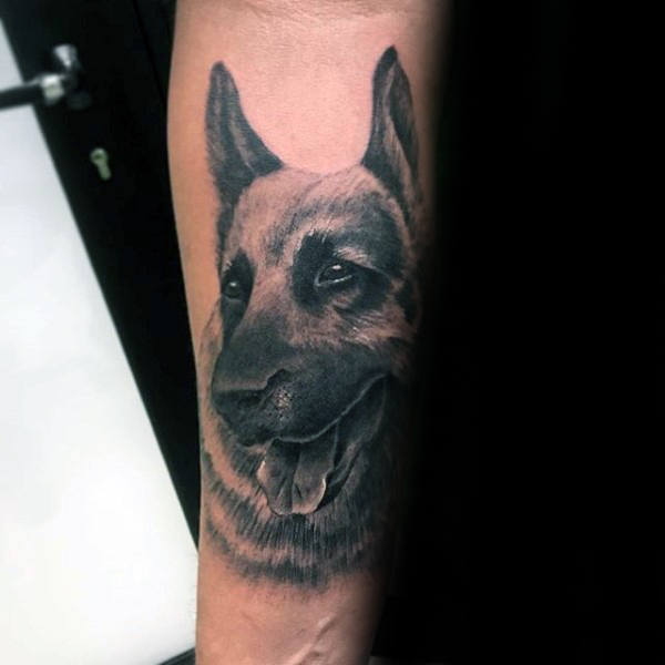 3D German Shepherd Dog Tattoo on the forearm