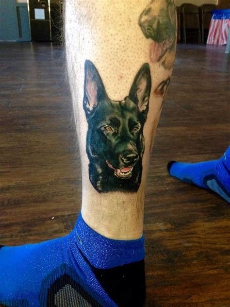 black German Shepherd Dog Tattoo on the ankle