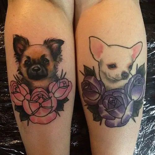 Chihuahua tattoo on both legs