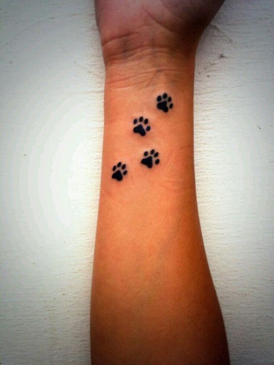 four paw prints tattoo on the forearm
