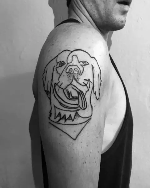 outline face of Golden Retriever Tattoo on the shoulder