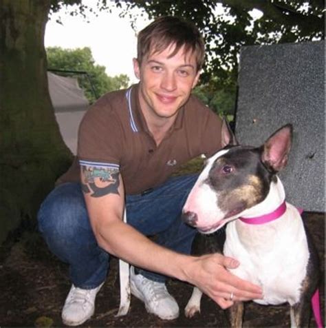 Tom Hardy with his English Bull Terrier