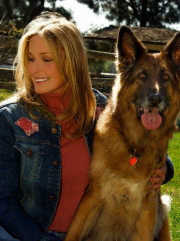 Bo Derek with her German Shepherd