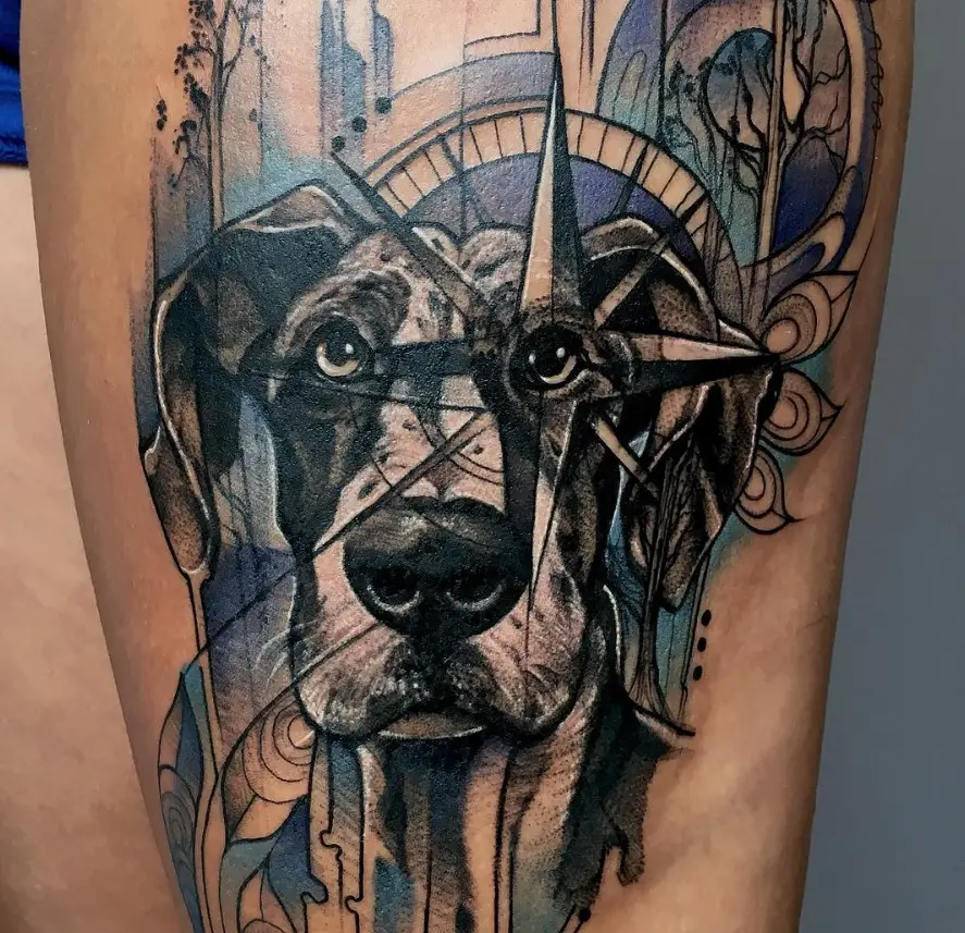 geometric Great Dane Dog tattoo