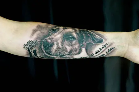 3D Jack Russell Terrier Tattoo on the forearm