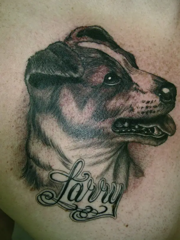 3D sideview face of a Jack Russell Terrier Tattoo