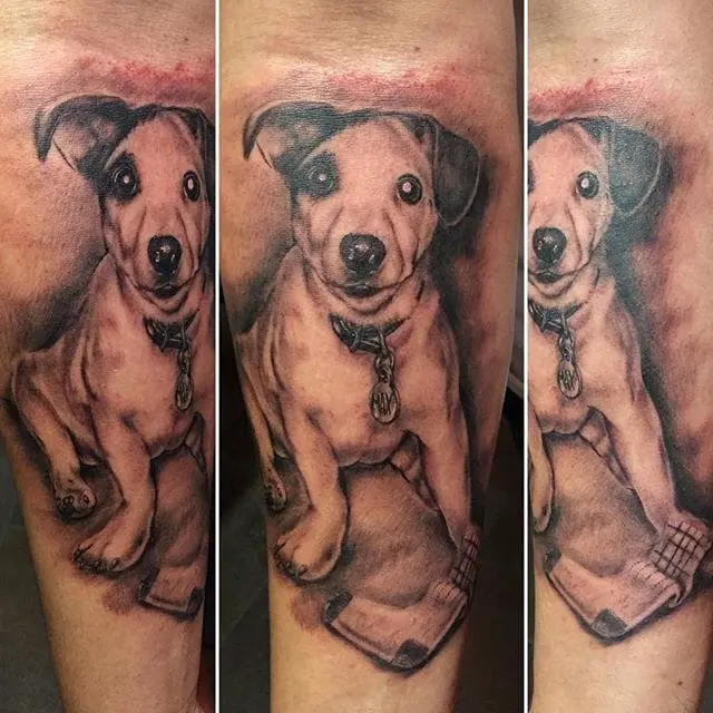 3D sitting Jack Russell Terrier Tattoo