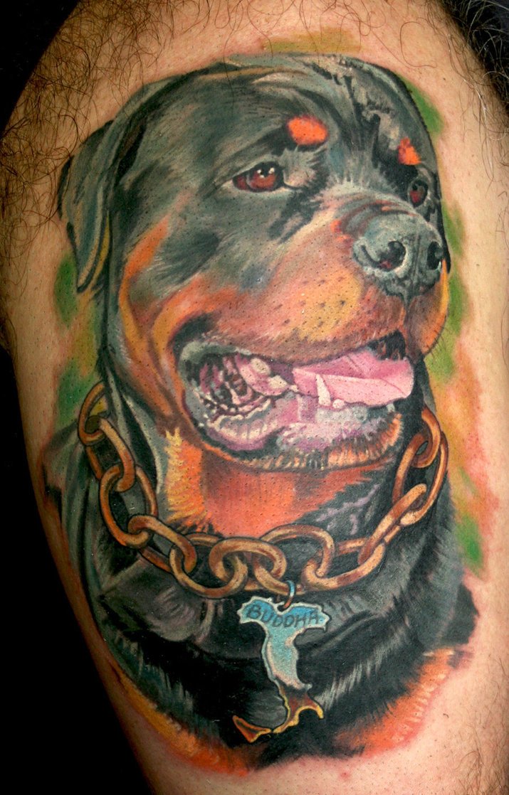 3D face of Rottweiler Tattoo