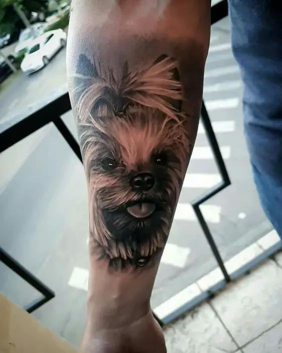 3D face of Shih Tzu Tattoo on forearm