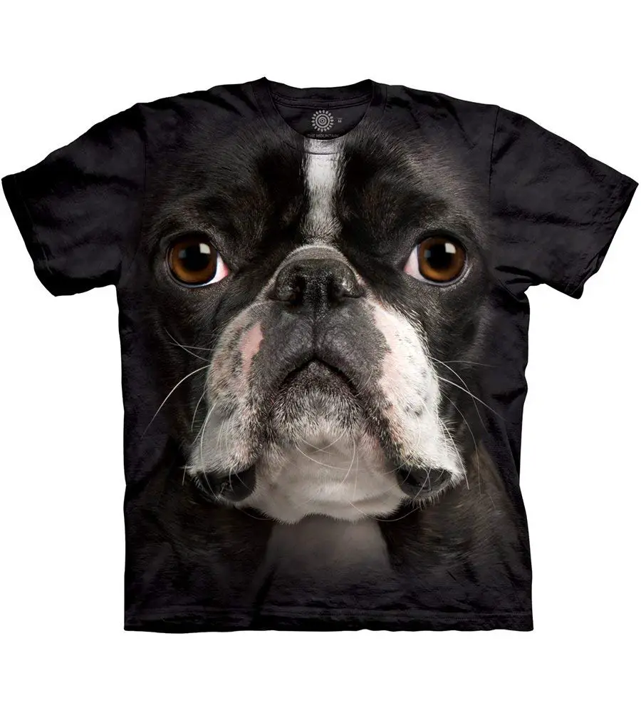 T-shirt with a large face of Boston Terrier print