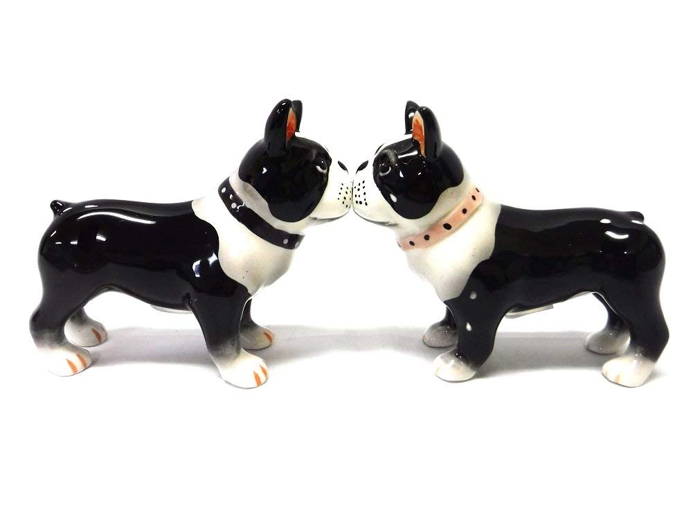 Salt and Pepper Shakers face off of two Boston Terriers