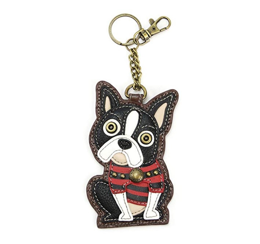 Boston Terrier key fob gift in an isolated white background