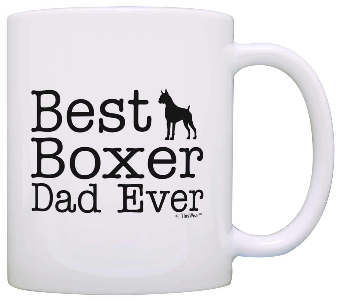 A white mug printed with - Best Boxer Dad Ever
