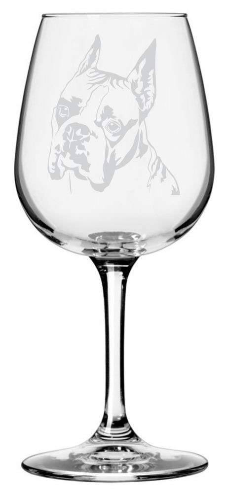 wine glass with boxer dog print