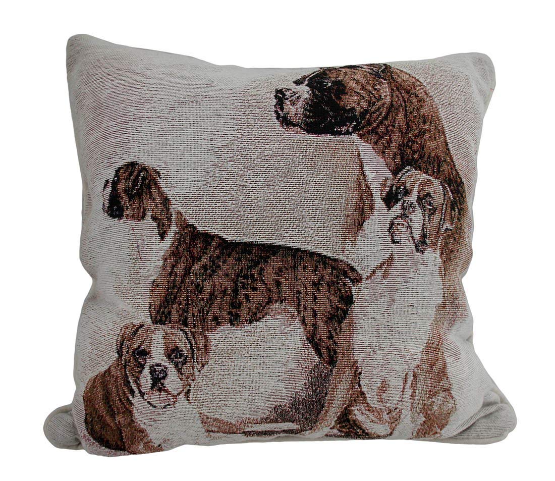 Cotton throw pillow with Boxer Dogs print