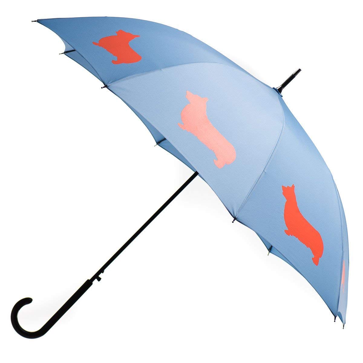 Blue umbrella with Welsh Corgi prints