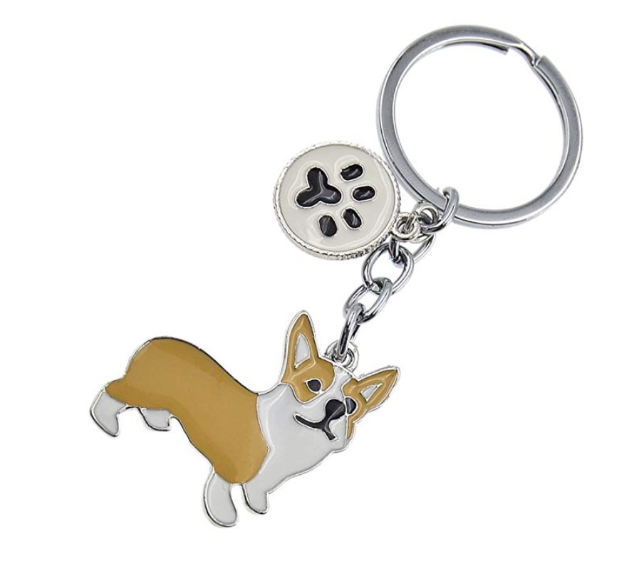 A Corgi Keychain in a white background