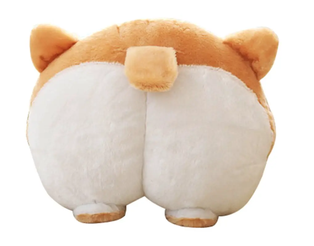 A Corgi Butt Throw Pillow Stuffed Toy in a white background