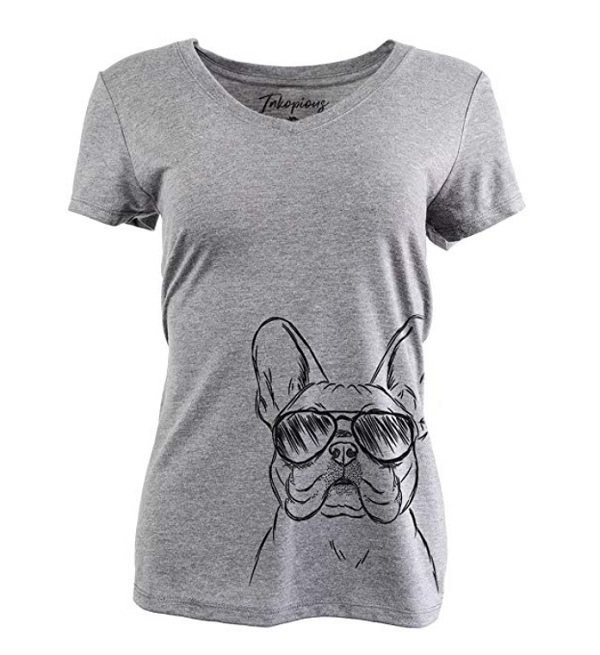 A gray French Bulldog with a French Bulldog outline print