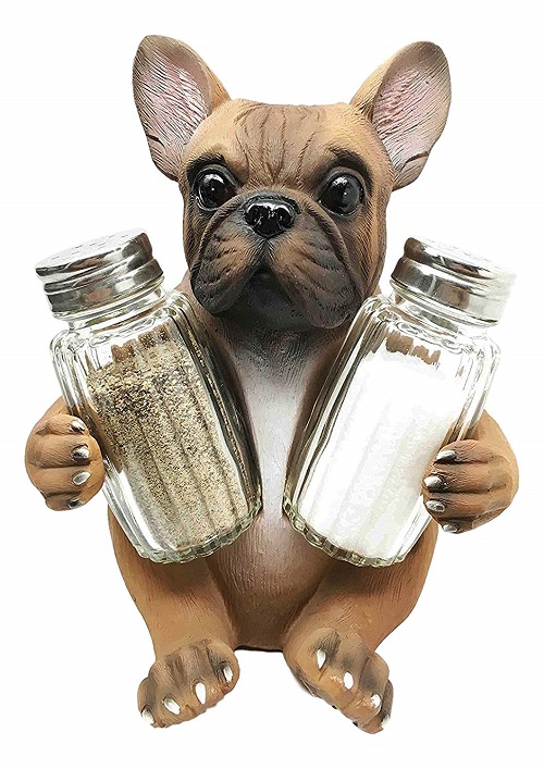 A French Bulldog salt and pepper shaker holder