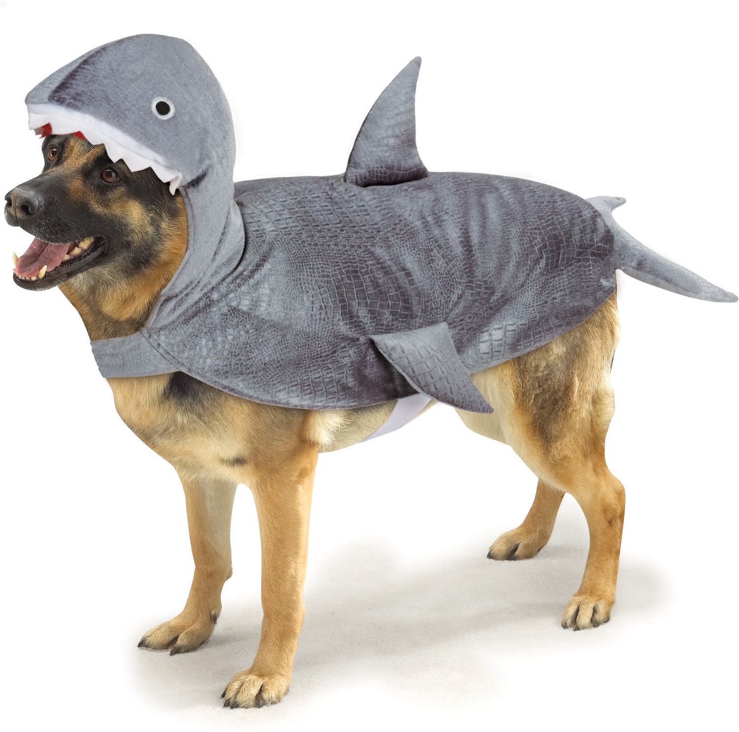 German Shepherd in shark costume