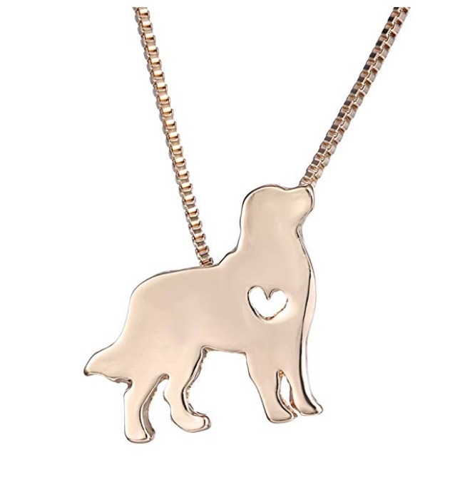 A Golden Retriever shaped with heart hole pendant necklace