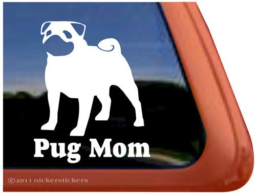 A pug Mom Vinyl Window Decal Dog Sticker