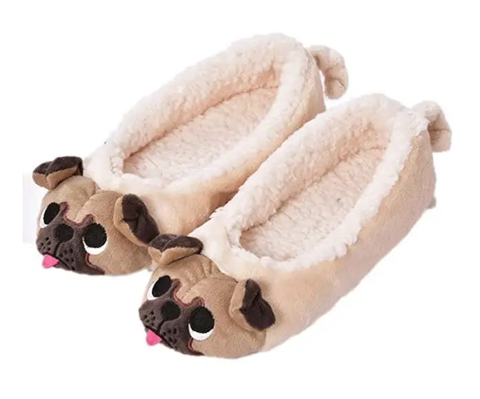 A Women’s Plush Winter Warm Pug slippers