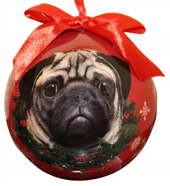 A Pug Christmas Ornament Shatter Proof Ball