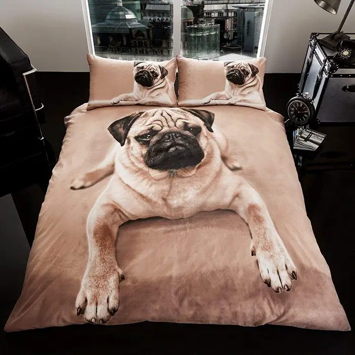 A pug printed Cover and Pillowcase Set