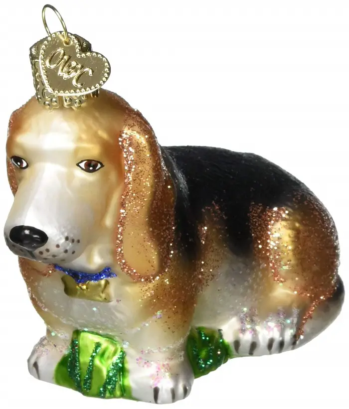 A Basset Hound christmas ornament