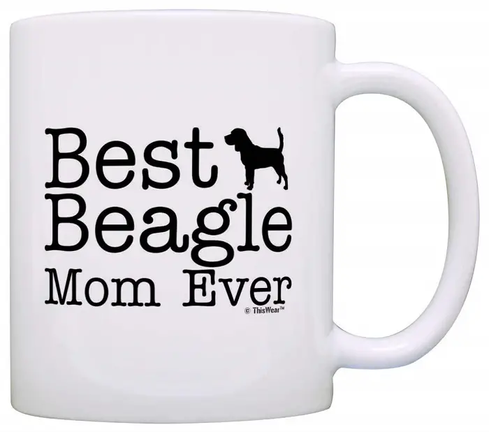 A white mug printed with - Best Beagle mom ever