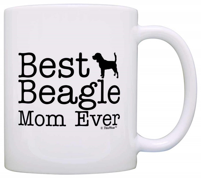 A white mug printed with - Best Beagle mom ever