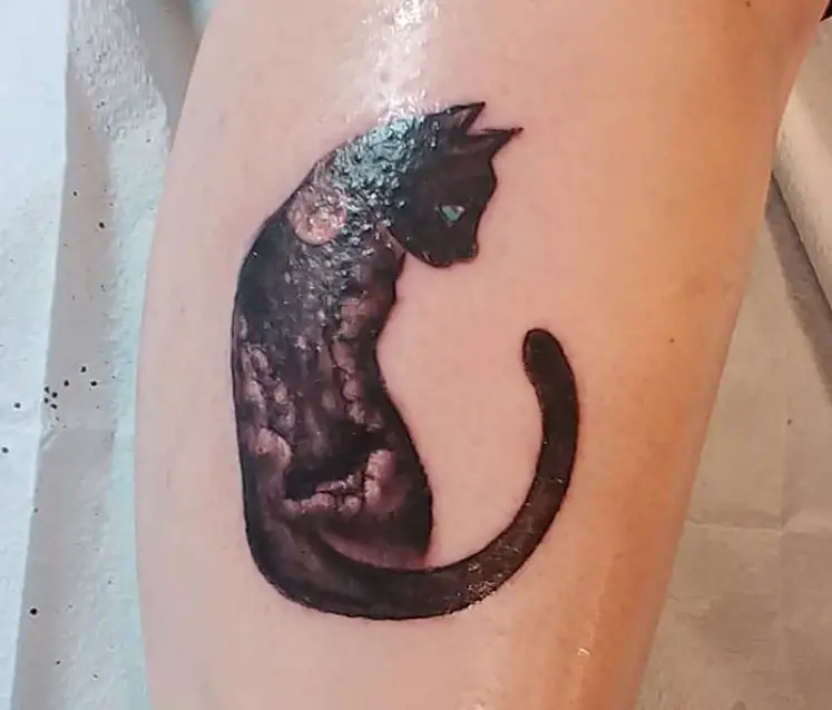 sitting black cat tattoo