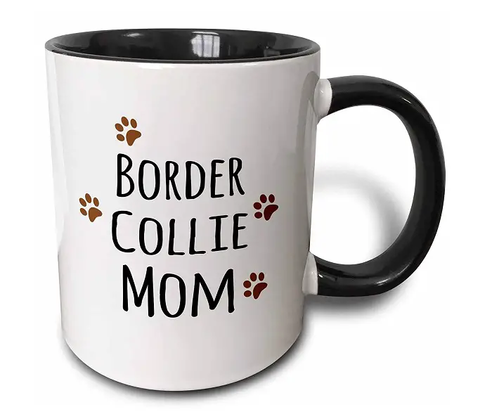 A coffee mug design with words - Border Collie Mom