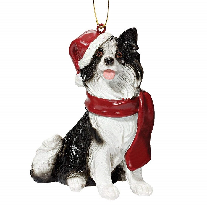 A Border Collie christmas tree ornament