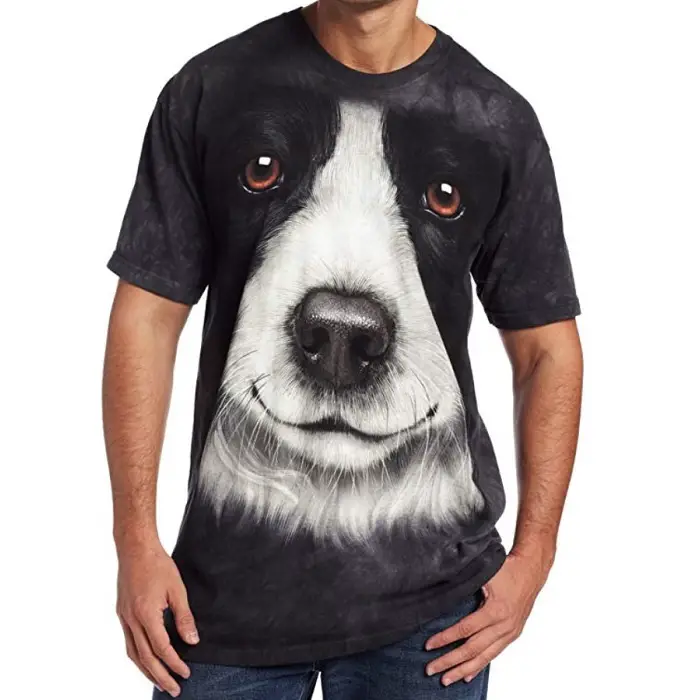 A t-shirt with the face of a Border Collie