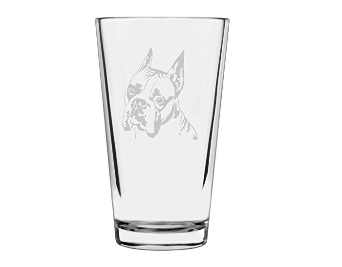 Boxer Dog Etched Glass
