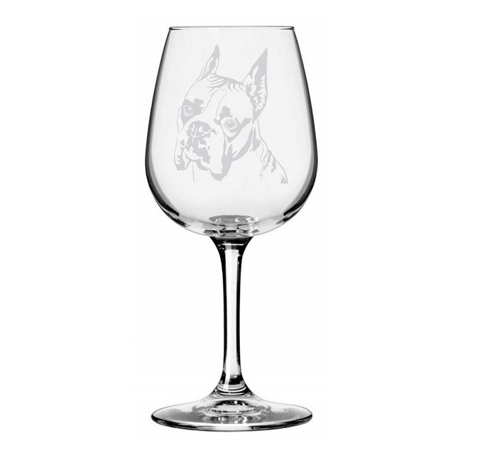 Boxer Dog Etched Glass