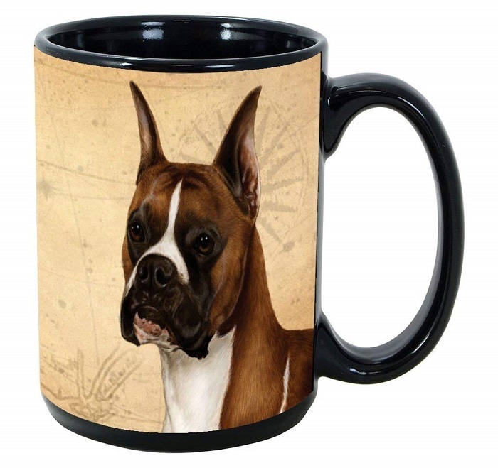Black mug with Boxer dog print